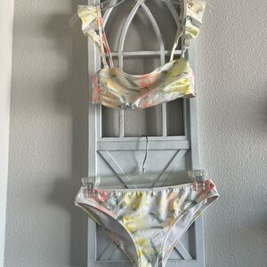 Pink and Yellow Bandeau Bikini Set